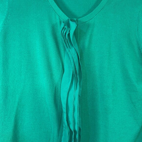 Simply Vera Vera Wang Size XL Green Ruffle Front Cardigan Sweater - Picture 4 of 6